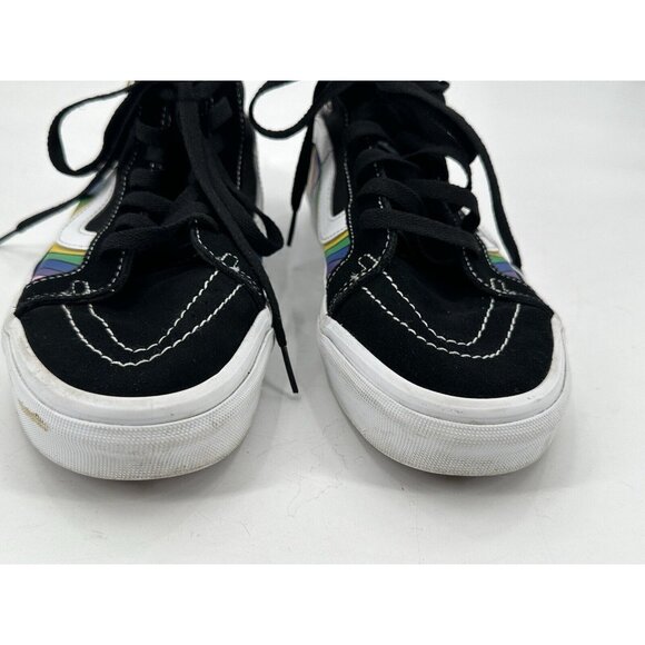 Vans Off the Wall Sk8-Hi Reissue Black Suede Rainbow Leather Sneakers M 8.5 W 10 - Picture 4 of 13